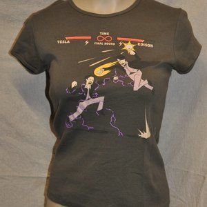 3 for $24 - think geek womens olive edison vs tesla shirt size MEDIUM (3)